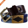 Handmade Brown Genuine Leather Embroidery Pattern Belts With Gold Pin Buckle