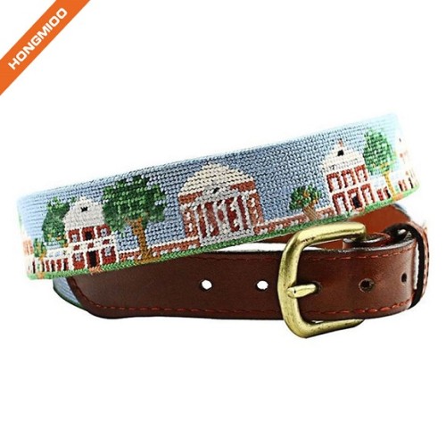 High Technical Design Embroidery Real Genuine Leather Mens Belts