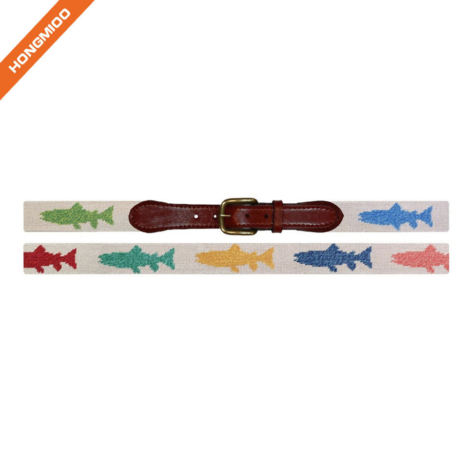 Colorful Vivid Fish Design Embroidery Custom Mens Genui... detail