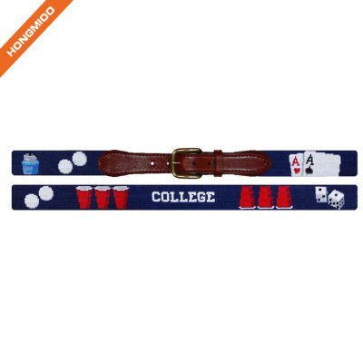 Colorful Vivid Fish Design Embroidery Custom Mens Genuine Leather Belts