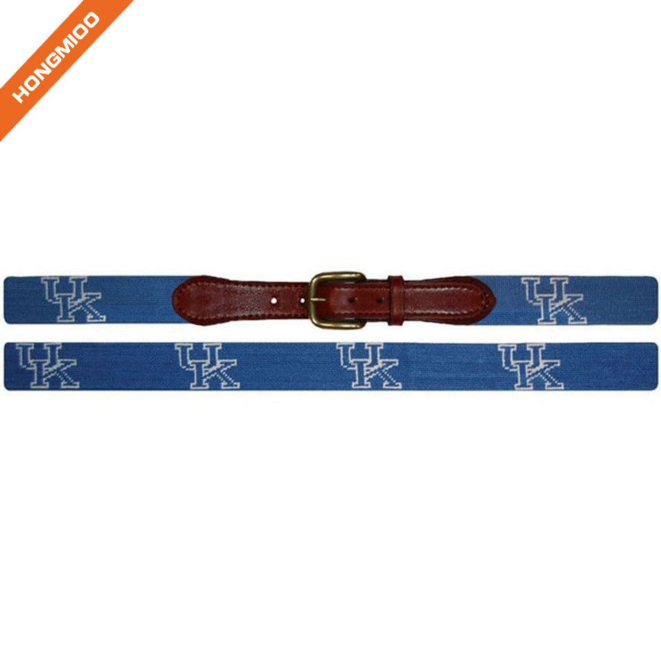Hand-Stitched Letter Design Needlepoint Genuine Leather... detail
