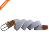 Custom Label Light Gray Polyester Material Belts With Split Leather
