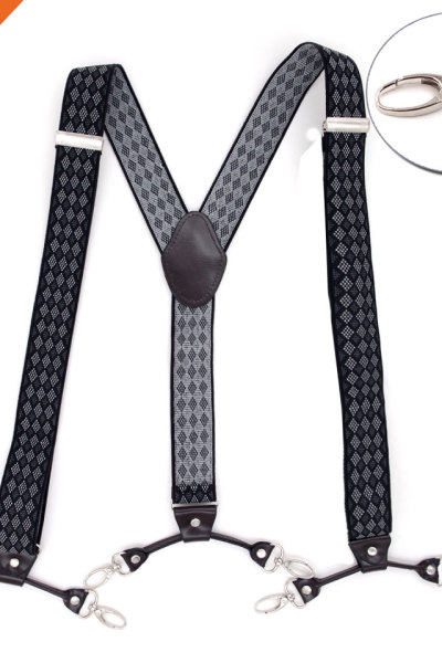 Handmade Print Pattern Mens Fabric Polyester Y-Back Suspenders