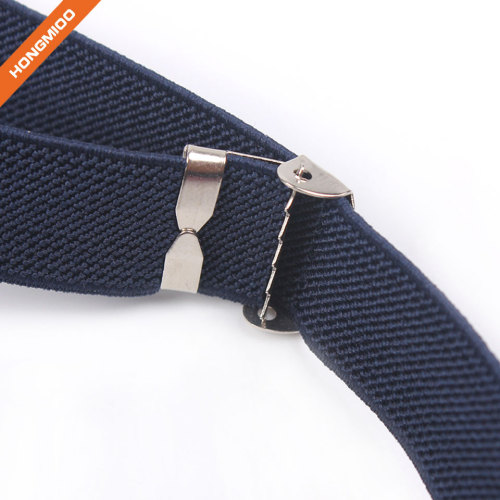 2cm Wide Solid No Cross Suspenders Polyester Material With 2 Clips For Men
