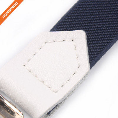 2cm Wide Solid No Cross Suspenders Polyester Material With 2 Clips For Men