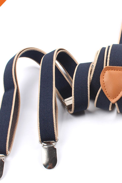 2cm Wide Solid Blue Y-Back Elastic Polyester Suspender Mix Color Shirttail Garter