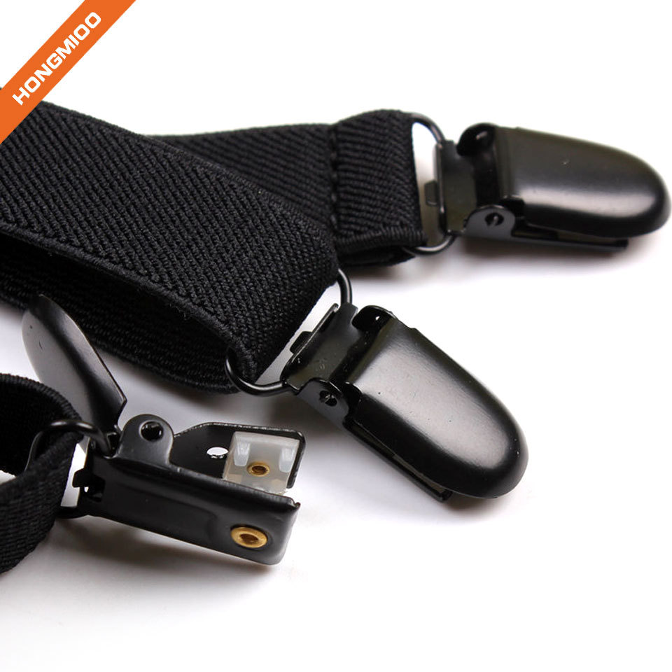Pure Black X-Back 4 Strong Snap Hooks Suspender High Quality Soft Polyester Material Shirt Stays - Specs