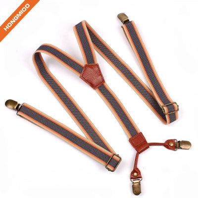 Mens Elastic Fully Adjustable Suspender With Extra Sturdy Brass Metal Clips Shirt Holder