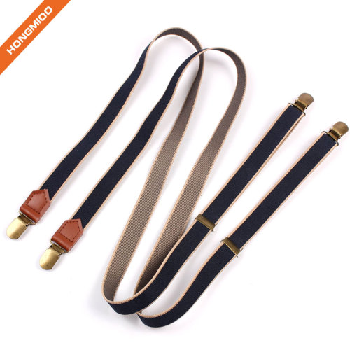 Full Size Mens Long No Cross Elastic Suspenders Holder Double Color Shirt Stays