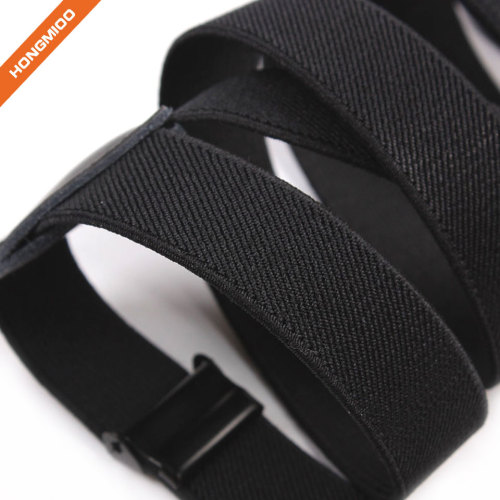 Plain Black Solid Fabric Suspender Belts Mens Durable 1.3 Inch Wide Shirt Holder Garter