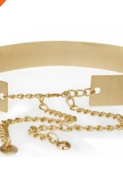 Women's Metal Chain Closure Skinny Waist Belt