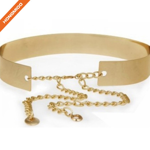 Women's Metal Chain Closure Skinny Waist Belt