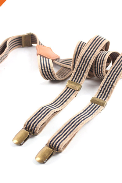 Retro Design Mens Adjustable Accessory Suspenders Belt 3 Clips PU Leather Shirt Garter