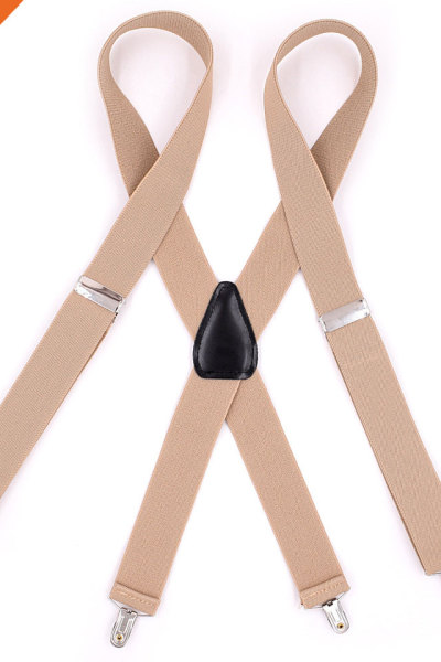 Beige Color Shirt Garter Belt Polished Silver Elastic Polyester Suspender