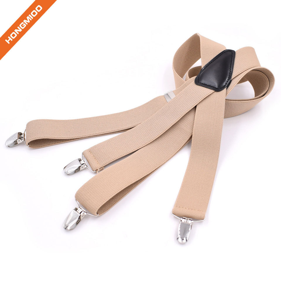 Beige Color Shirt Garter Belt Polished Silver Elastic Polyester Suspender - Detail
