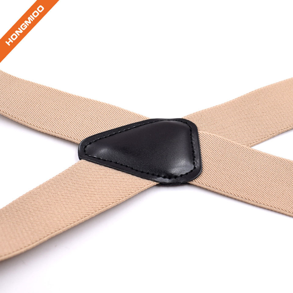 Beige Color Shirt Garter Belt Polished Silver Elastic Polyester Suspender - Specs