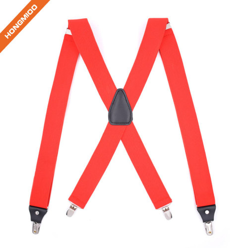 Classical X-Back Design Mens Colorful Polyester Shirt Garter Suspender Belts - Red color shirt stays