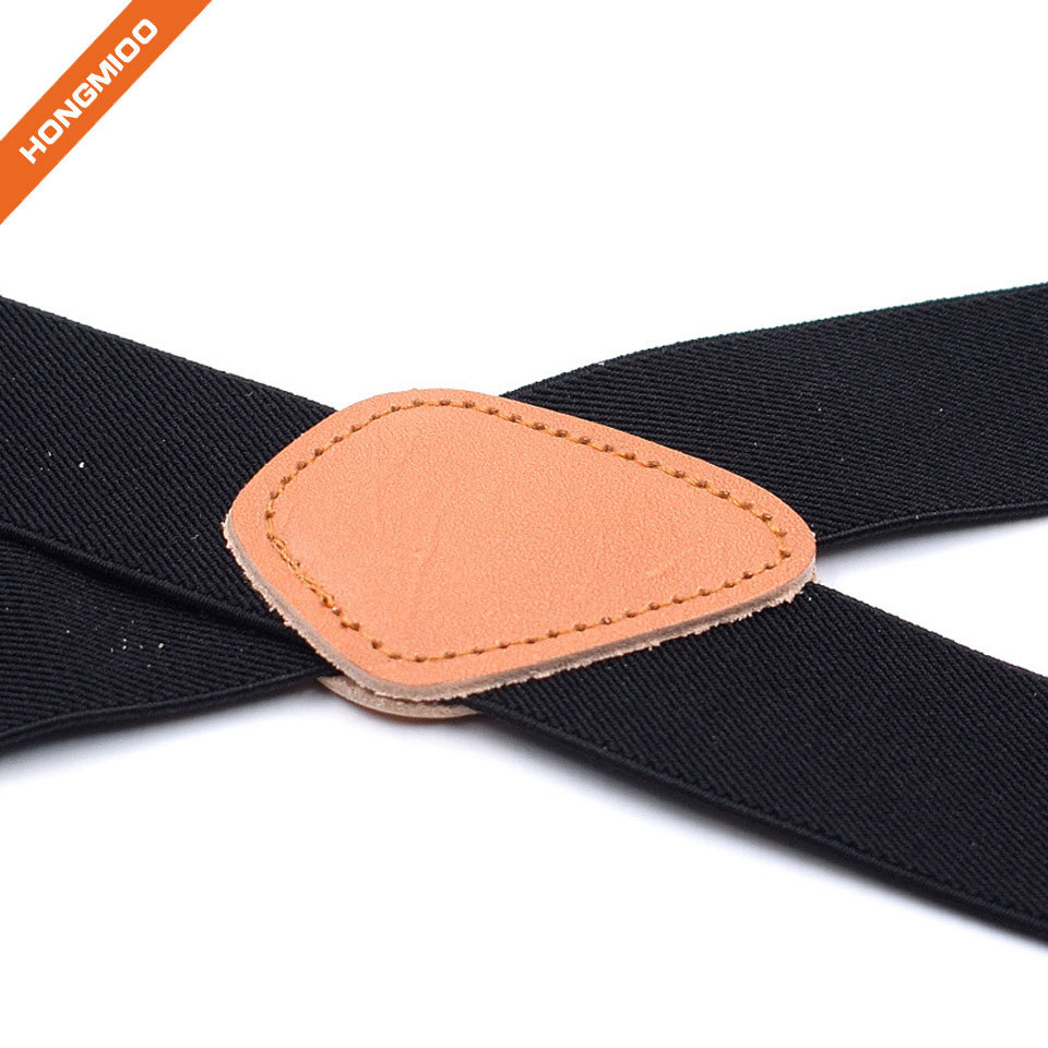 Black X Style PU Leather Button Design Suspender Useful Shirt Garter Belts - Detail