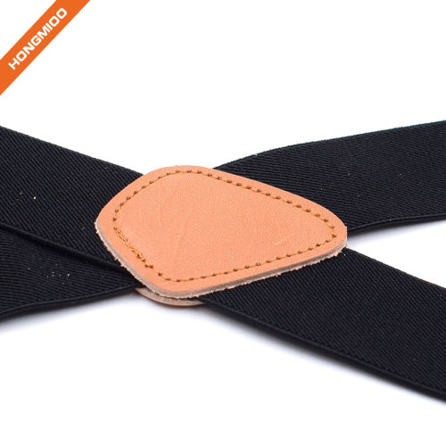 Black X Style PU Leather Button Design Suspender Useful Shirt Garter Belts