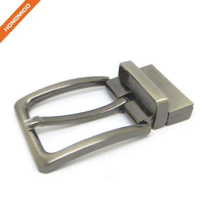 1 2/5 Inch (35 mm) Reversible Clamp Gunmetal Brush Belt Buckle
