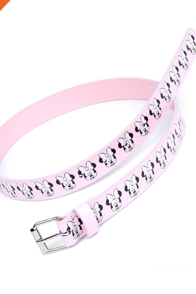 Cute Pattern Kids Pink Color Leather Belt For Girls