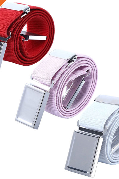 Square Plaque Buckle Adjustable Elastic Children's Boys Nylon Belts
