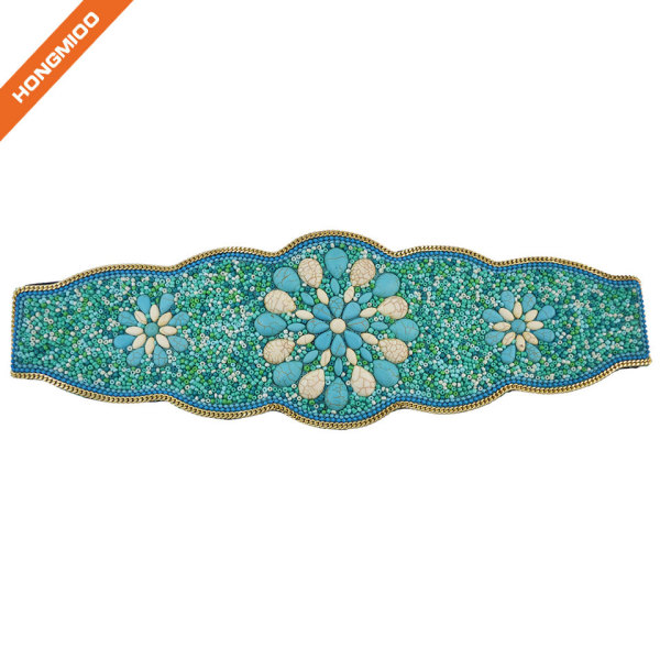 Faux Leather Women Cinch Belts Luxury Beaded Obi Waistband
