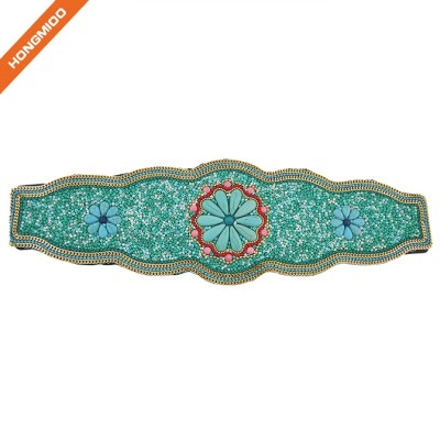 Faux Leather Women Cinch Belts Luxury Beaded Obi Waistband