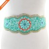 Faux Leather Women Cinch Belts Luxury Beaded Obi Waistband