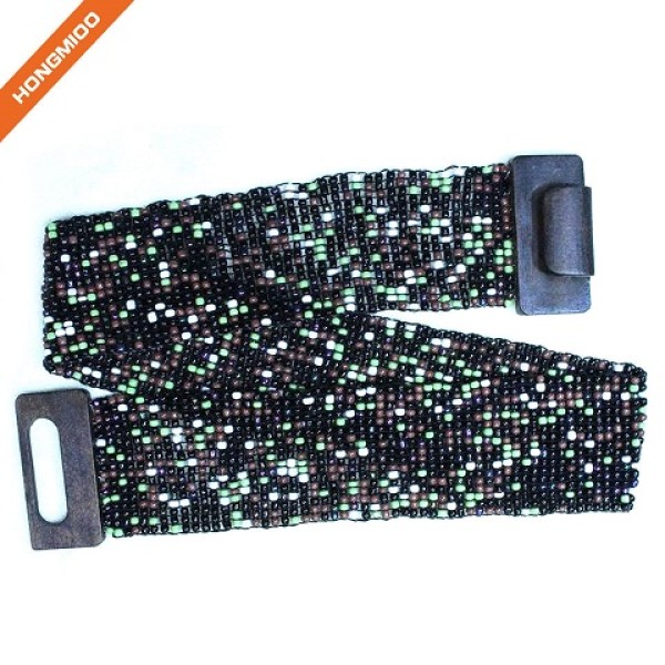 Hongmioo Women's Stretch Beaded Chevron Pattern Belt Adjustable Elastic Belts