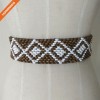 Women Fashion Elastic Beaded Belt Stretch Wood Beads Big Wooden Buckle