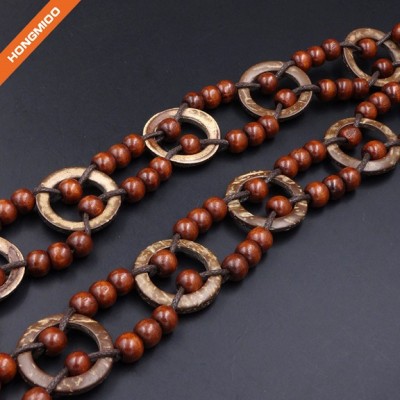 Women Braided Wax Rope Beaded Bead Sash Stretch Waist Belt