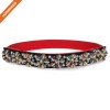 Women's Long Rhinestone Floral Thin Belts Interlocking Beaded Waist Belt