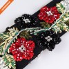 Retro Braided Flowers Design Beaded Women Stretch Obi Waist Belts