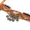 Women Dress Accessory Braided Wax Rope Wooden Bead Belts Simple Cinch Beaded Belt