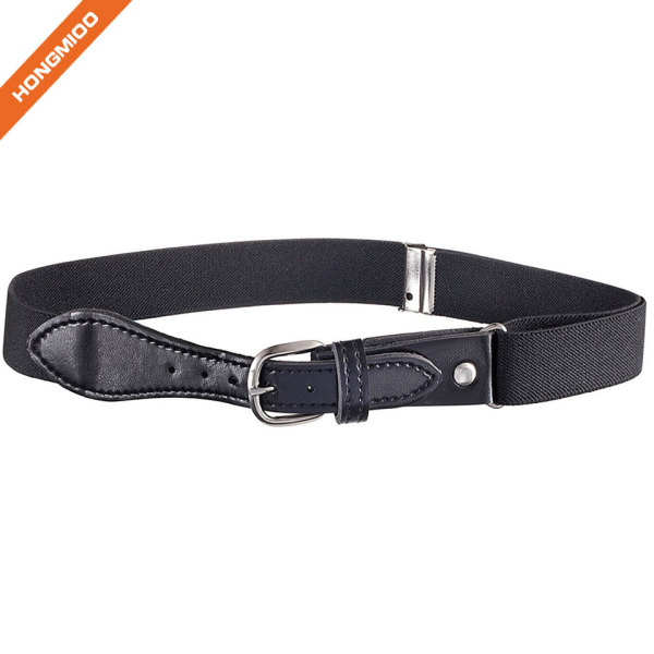 Custom Logo Children Belt Pin Buckle Black Belt For Boy