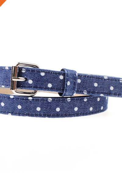 Fashion Blue Girl Belt With White Dot Pattern