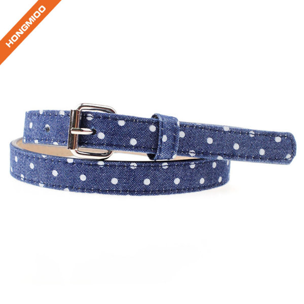 Fashion Blue Girl Belt With White Dot Pattern