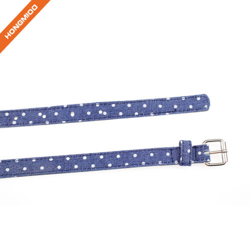 Fashion Blue Girl Belt With White Dot Pattern