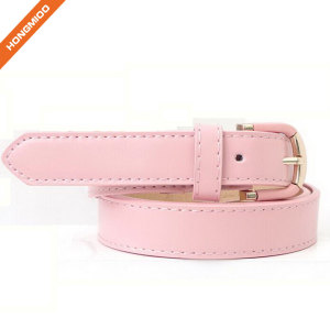 Any Color Single Stitch Pink Girls Wide Belt With Ring