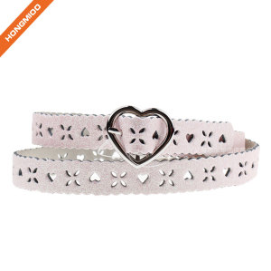 Fashion Hollow Heart Pin Buckle Girls Belt With Your Logo