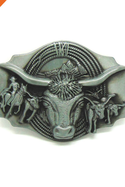 Embossed Bull Western Belt Buckle