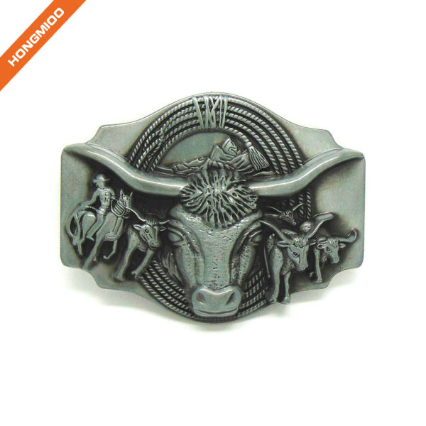 Embossed Bull Western Belt Buckle