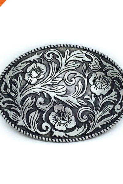 Floral Print Cowboy Style Belt Buckle