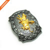 Golden Embossed Cowfight Western Belt Buckle