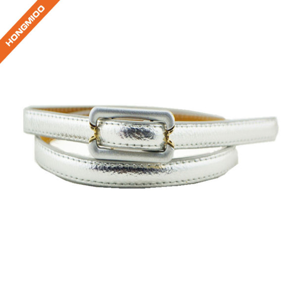 Hongmioo Silver Color Pu Leather Girl Silm Waist Belts