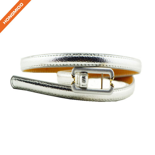 Hongmioo Silver Color Pu Leather Girl Silm Waist Belts