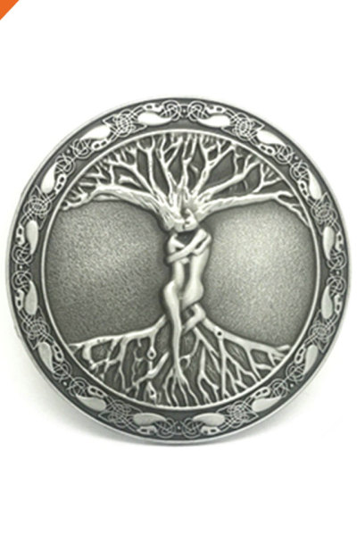Celtic Tree Of Life Roots Branches Round Belt Buckle For Men