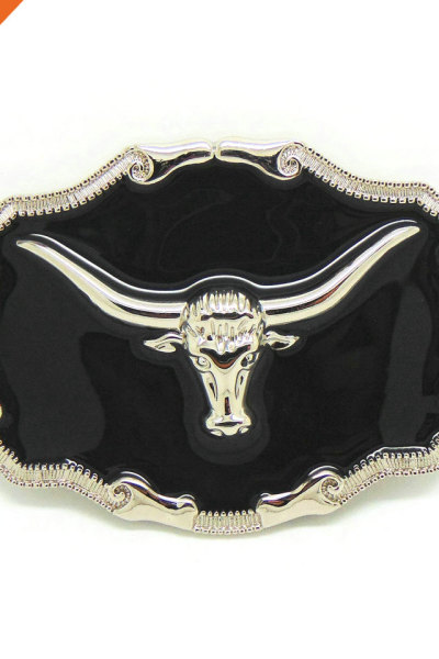 Texas Cowboy Long Horn Bull Large Western Buckles