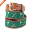 Leisure Style Golf Ribbon Mens Genuine Leather Gold Color Buckle Belts